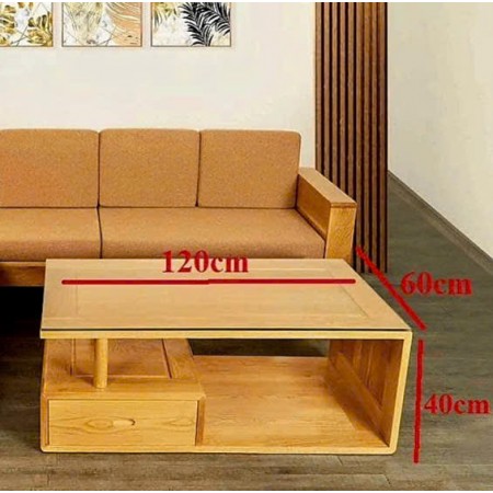 Casa 07 : Bàn Sofa Gỗ Sồi + Mặt Kính Cường Lực
